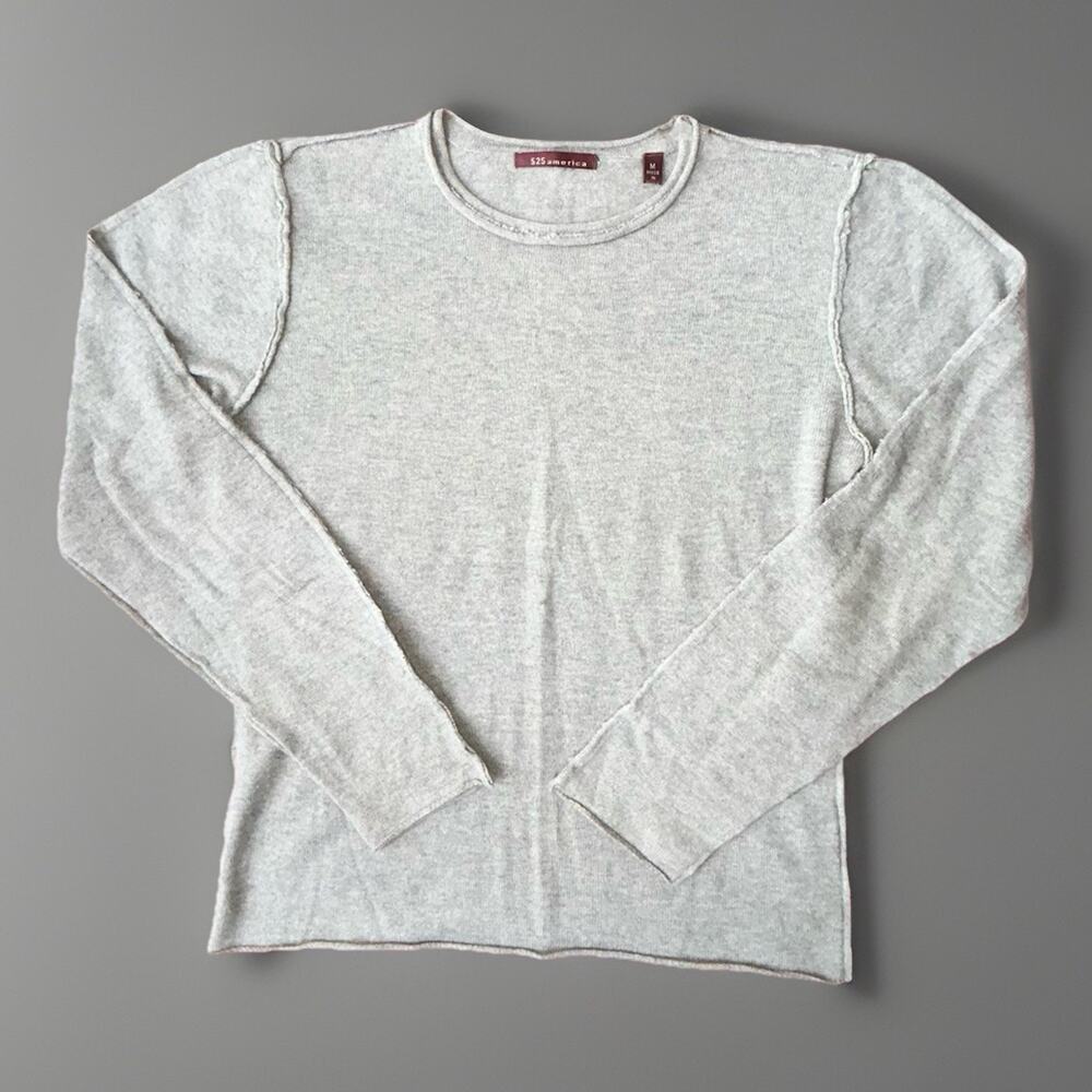 525 America Cotton Cashmere Crewneck Sweater Women's Size Medium Beige Heathered